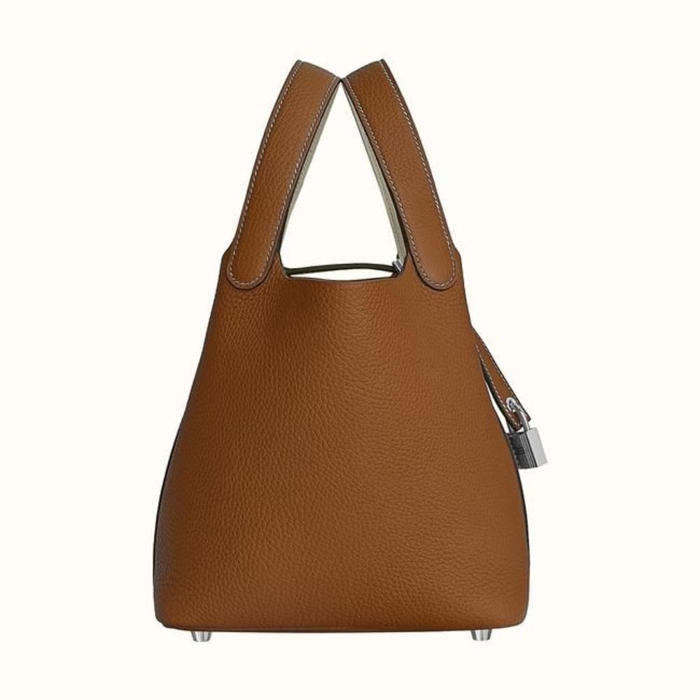 HERMES Picotin Lock 18 Eclat Gold / Nata Taurillon Clemence Leather Shoulder Bag - Picture 2 of 3
